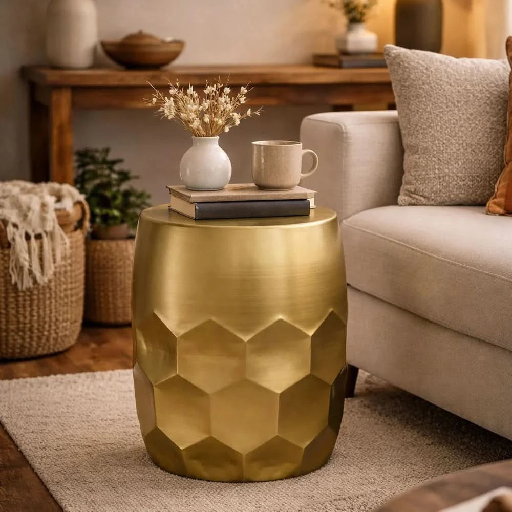 GENEVIEVE HEXAGON SIDE TABLE/LAMP TABLE/ACCENT TABLE - MyChocolateWood