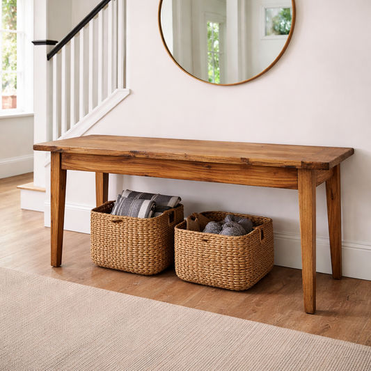 LINDI RUSTIC COUNTRY BENCH RECYCLED ELM WOOD 113CM - MyChocolateWood