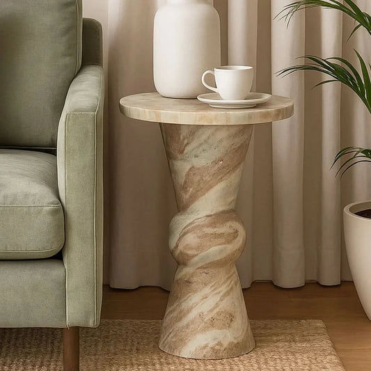 BERG SOLID MARBLE SIDE TABLE/LAMP TABLE/ACCENT TABLE - MyChocolateWood