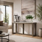 Herrington Oak Hall Table/Console Table in Greyish-Brown Wood Tone with Natural Marble Table Top