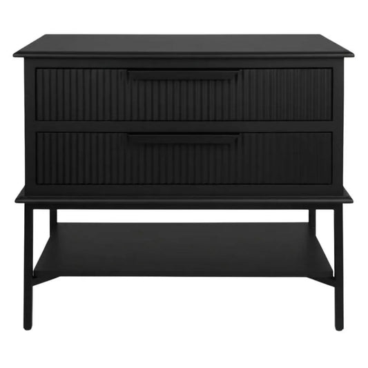 MORETTI 2-DRAWER BEDSIDE TABLE SATIN BLACK LARGE - MyChocolateWood