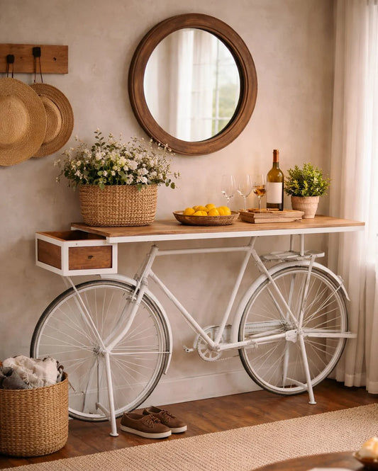 WHITE VINTAGE BICYCLE BAR- VINTAGE BICYCLE CONVERTED INTO A BAR - FUN PARTIES! - MyChocolateWood