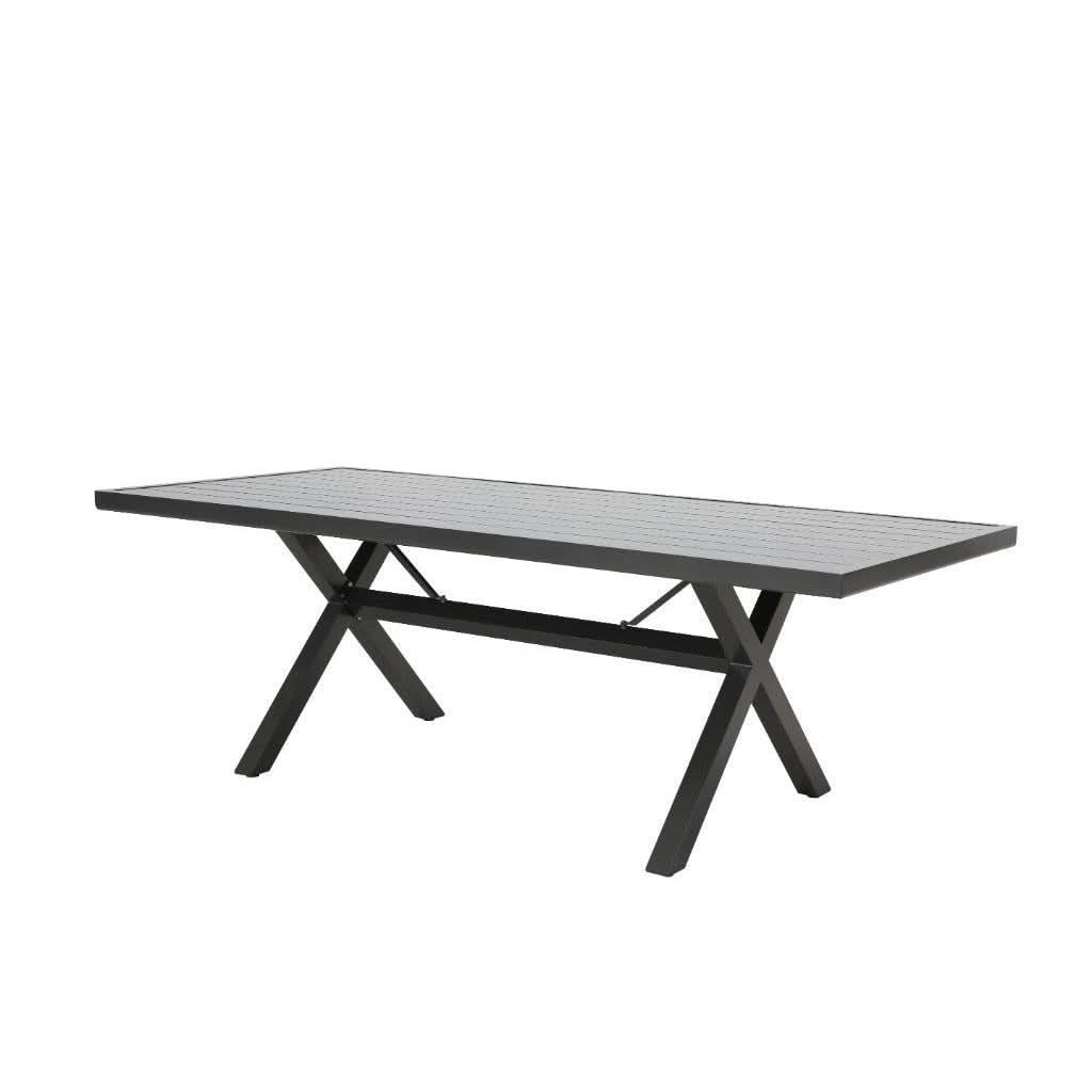 GRECO 7 PIECE OUTDOOR DINING SETTING ALUMINIUM WHITE & CHARCOAL 220CM - MyChocolateWood