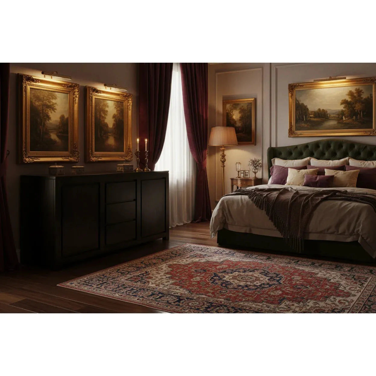 Tanaka Solid Mahogany Buffet 150cm with 2 Doors & 3 Drawers in Chocolate - Chocolate Wood