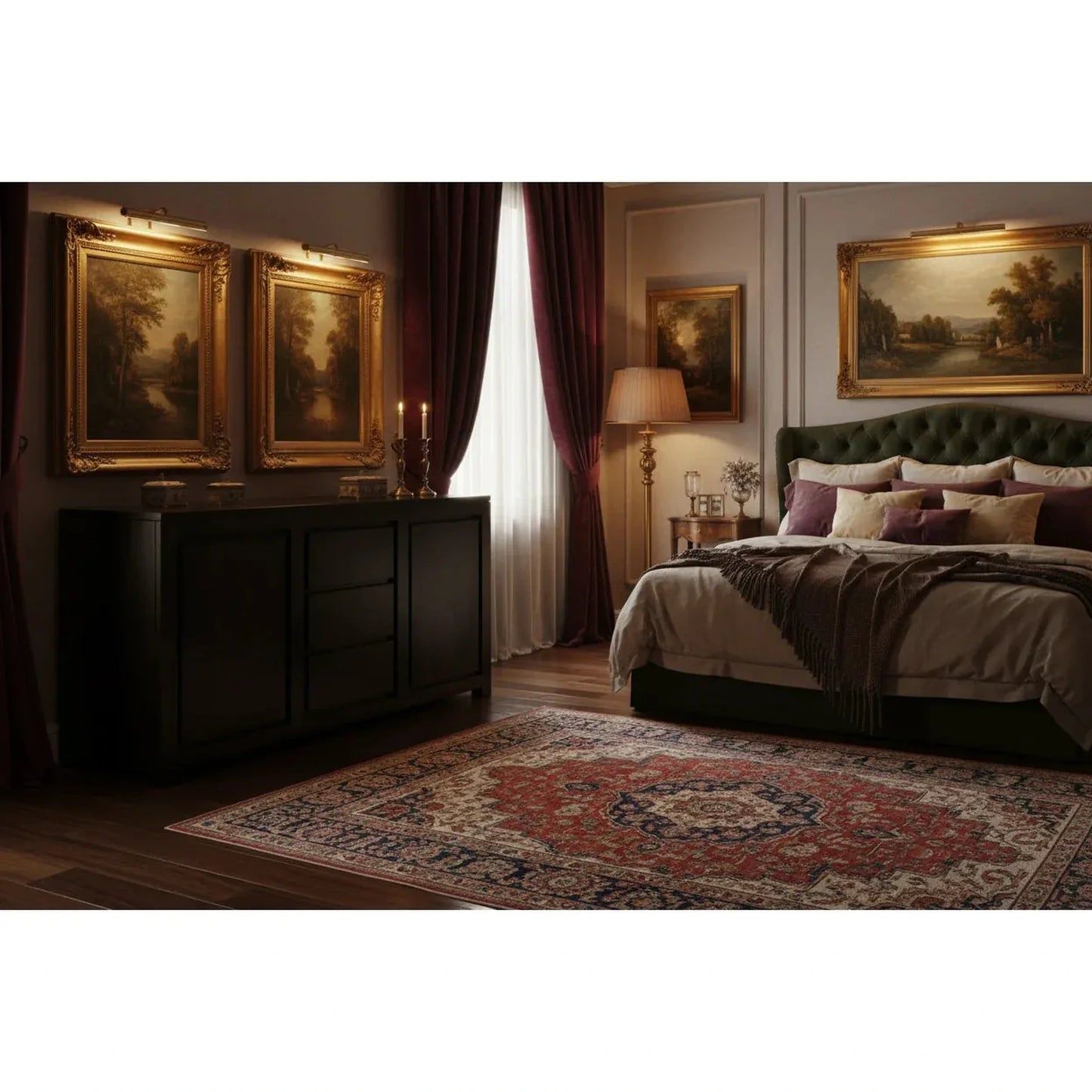 Tanaka Solid Mahogany Buffet 150cm with 2 Doors & 3 Drawers in Chocolate - Chocolate Wood