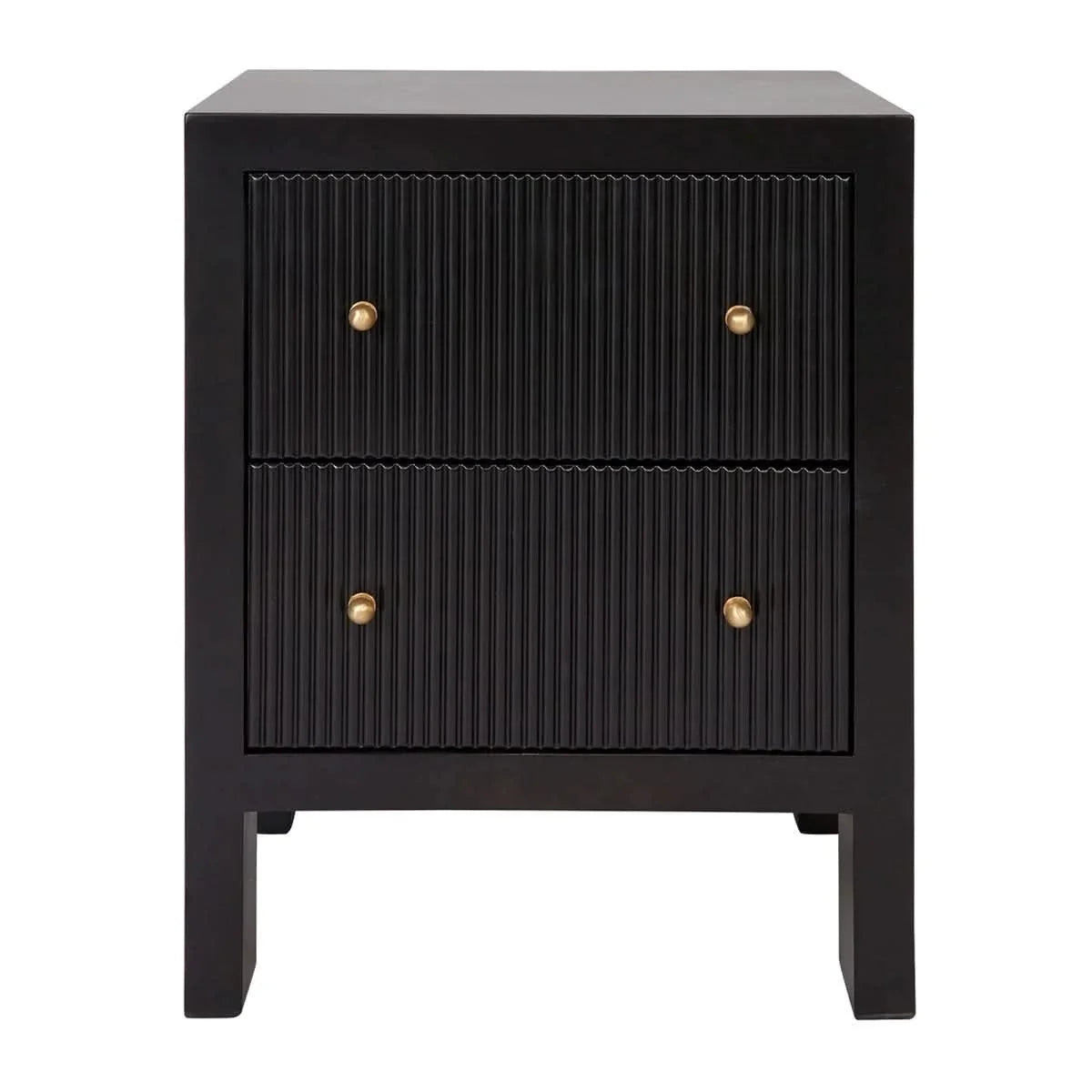Jayla Small 2-Drawer Bedside Table in Black - Chocolate Wood