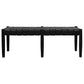 Elliot Leather Solid Mindi Timber Bench in Black - Chocolate Wood