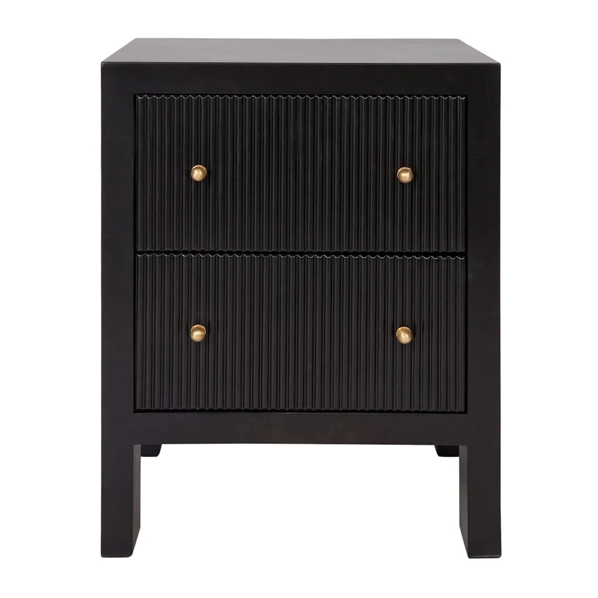 JAYLA SMALL BLACK 2-DRAWER BEDSIDE TABLE - MyChocolateWood
