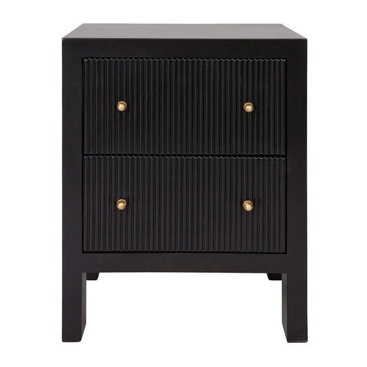 JAYLA SMALL BLACK 2-DRAWER BEDSIDE TABLE - MyChocolateWood