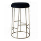 Jace Gold Steel Bar Stool with Black Linen - Chocolate Wood