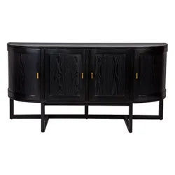 Ennis Oak & Oak Veneer 4-Door Buffet / Sideboard in Black - Chocolate Wood