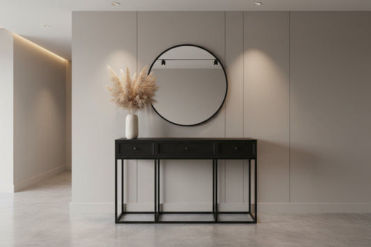 DIMANTA DESIGNER 3-DRAWER HALL TABLE/CONSOLE TABLE BLACK - MyChocolateWood