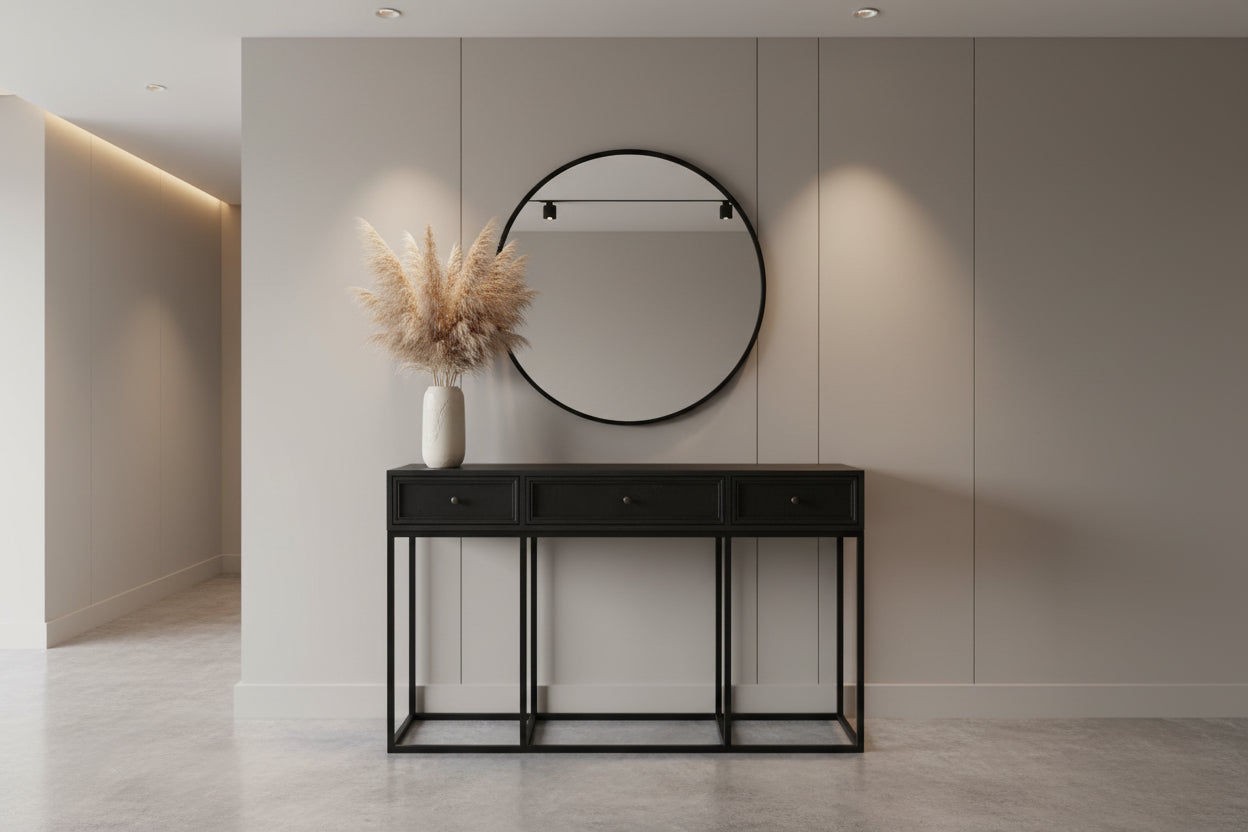 DIMANTA DESIGNER  3-DRAWER HALL TABLE/CONSOLE TABLE BLACK - MyChocolateWood