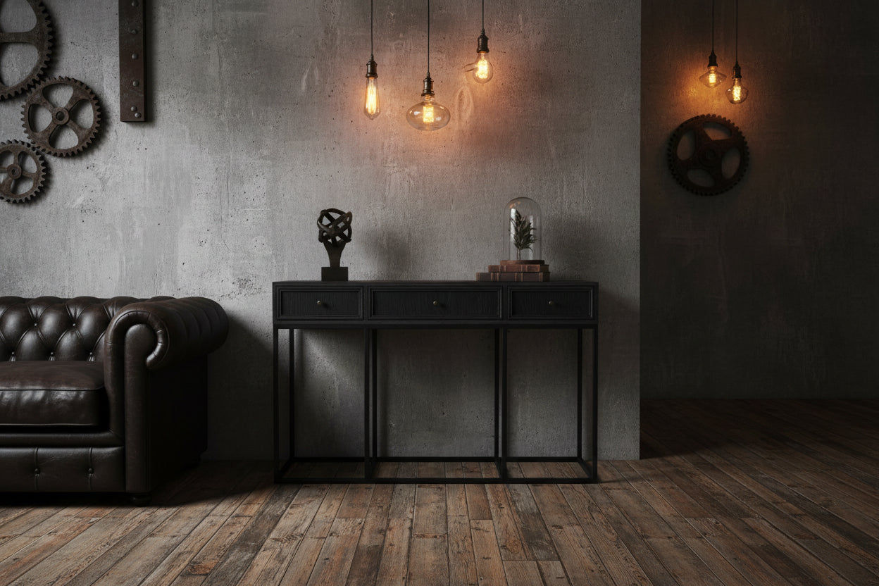 DIMANTA DESIGNER  3-DRAWER HALL TABLE/CONSOLE TABLE BLACK - MyChocolateWood