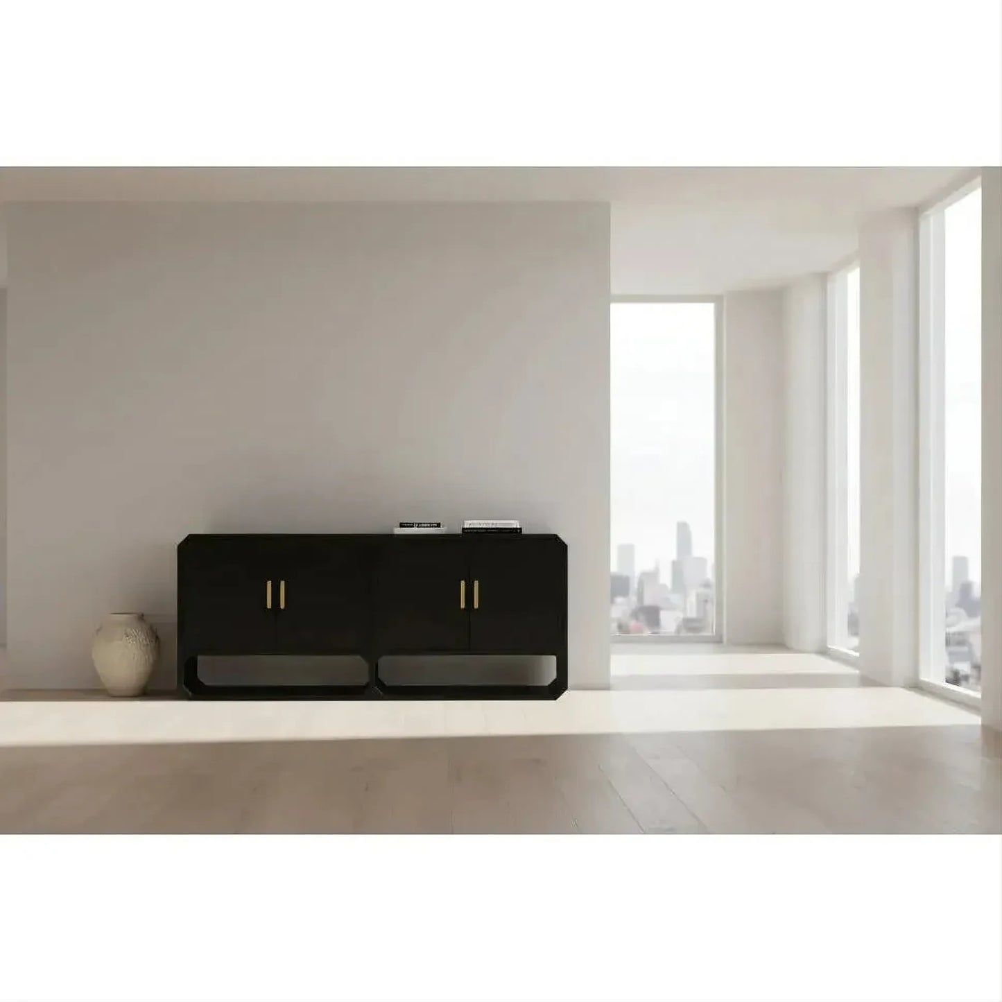 Delgardo 4-Door Buffet / Sideboard in Black - Chocolate Wood