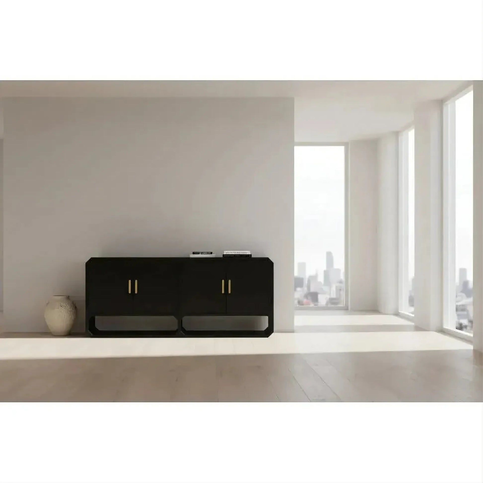 Delgardo 4-Door Buffet / Sideboard in Black - Chocolate Wood