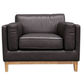 Marquis Oslo Leather Armchair in Black - Chocolate Wood