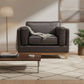 Marquis Oslo Leather Armchair in Black - Chocolate Wood