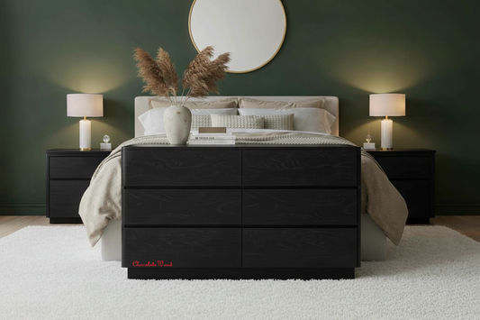 GATSBY SOLID MINDI TIMBER 6-DRAWER DRESSER/CHEST OF 6 DRAWERS BLACK - MyChocolateWood