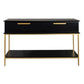 MORETTI 2-DRAWER CONSOLE TABLE/HALL TABLE SATIN BLACK  & GOLD SMALL - MyChocolateWood