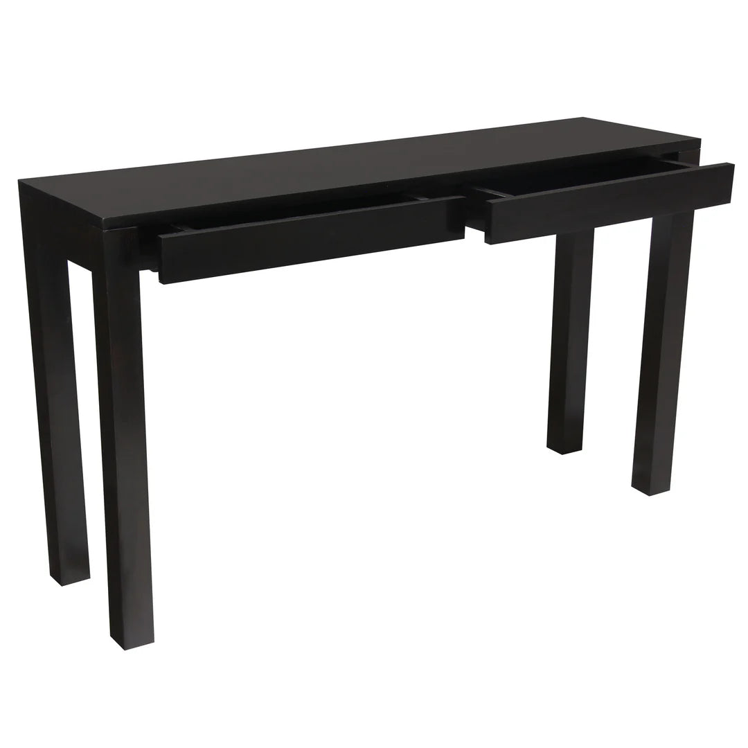 TANAKA SOLID MAHOGANY TIMBER CONSOLE TABLE/HALL TABLE WITH 2 HIDDEN DRAWERS IN CHOCOLATE COLOUR - MyChocolateWood