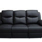LANCY PREMIUM LEATHER 3 SEATER RECLINER SOFA + 2-SINGLE MANUAL RECLINER  ARMCHAIRS BLACK