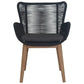 Athena Eucalyptus Timber & Rope Outdoor Dining Chair in Black - Chocolate Wood