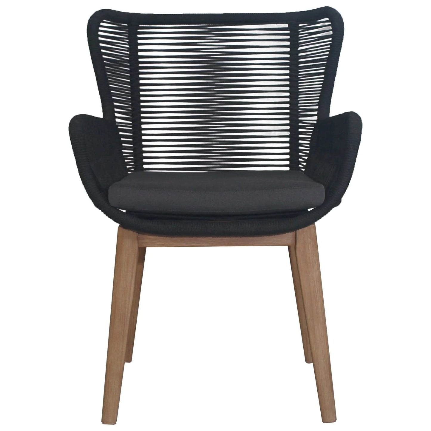 ATHENA EUCALYPTUS TIMBER & ROPE OUTDOOR DINING CHAIR BLACK/NATURAL