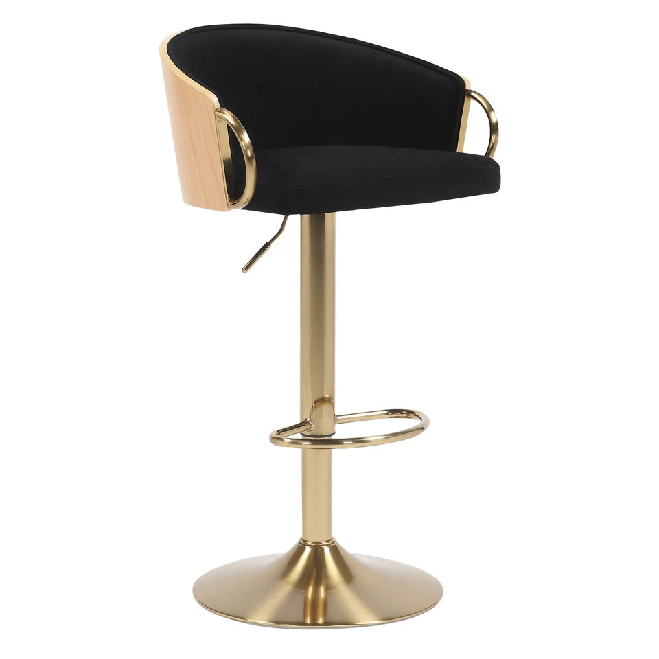 Cilla Gas Lift Swivel Bar Stool Black & Gold