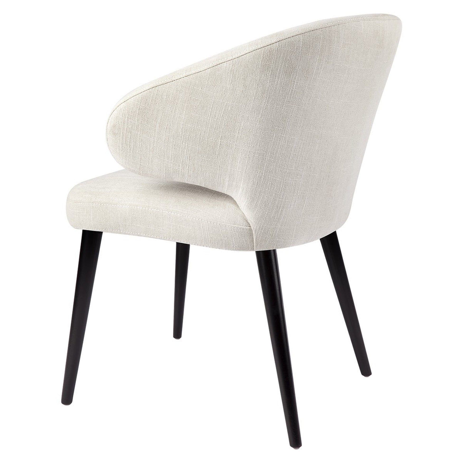 Aubert Dining Chair in Natural Linen with Black Oak Legs - Chocolate Wood