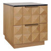 HAMPSHIRE BLACK MARBLE/NATURAL OAK 2-DRAWER BEDSIDE TABLE - MyChocolateWood