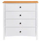 Pippa Rubberwood 4-Drawer Tallboy/Chest of Drawers White/Mid-Brown