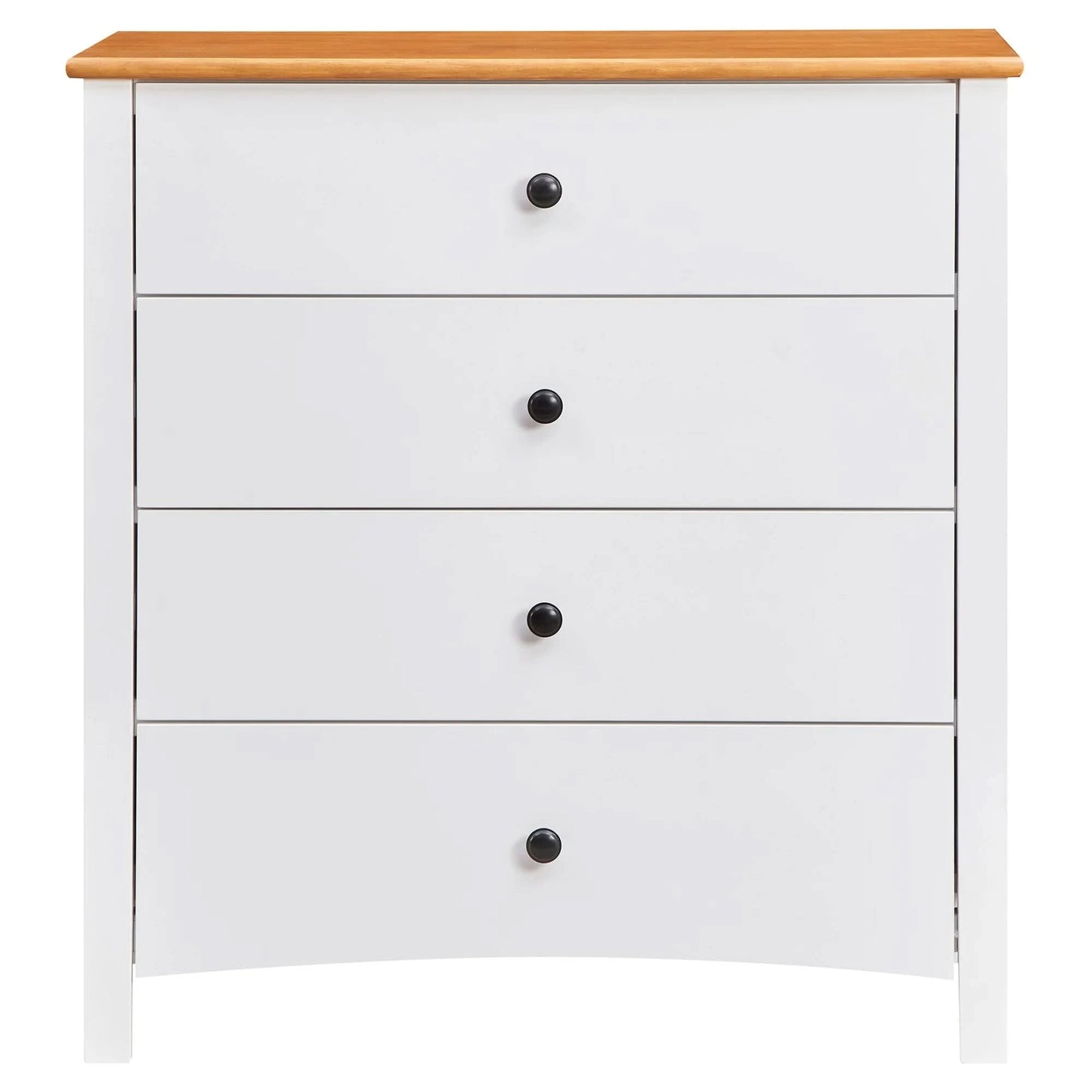 Pippa Rubberwood 4-Drawer Tallboy/Chest of Drawers White/Mid-Brown