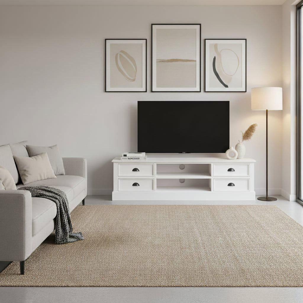 Bradtree Mahogany Timber 4-Drawer TV/Entertainment Unit in Solid White 180cm