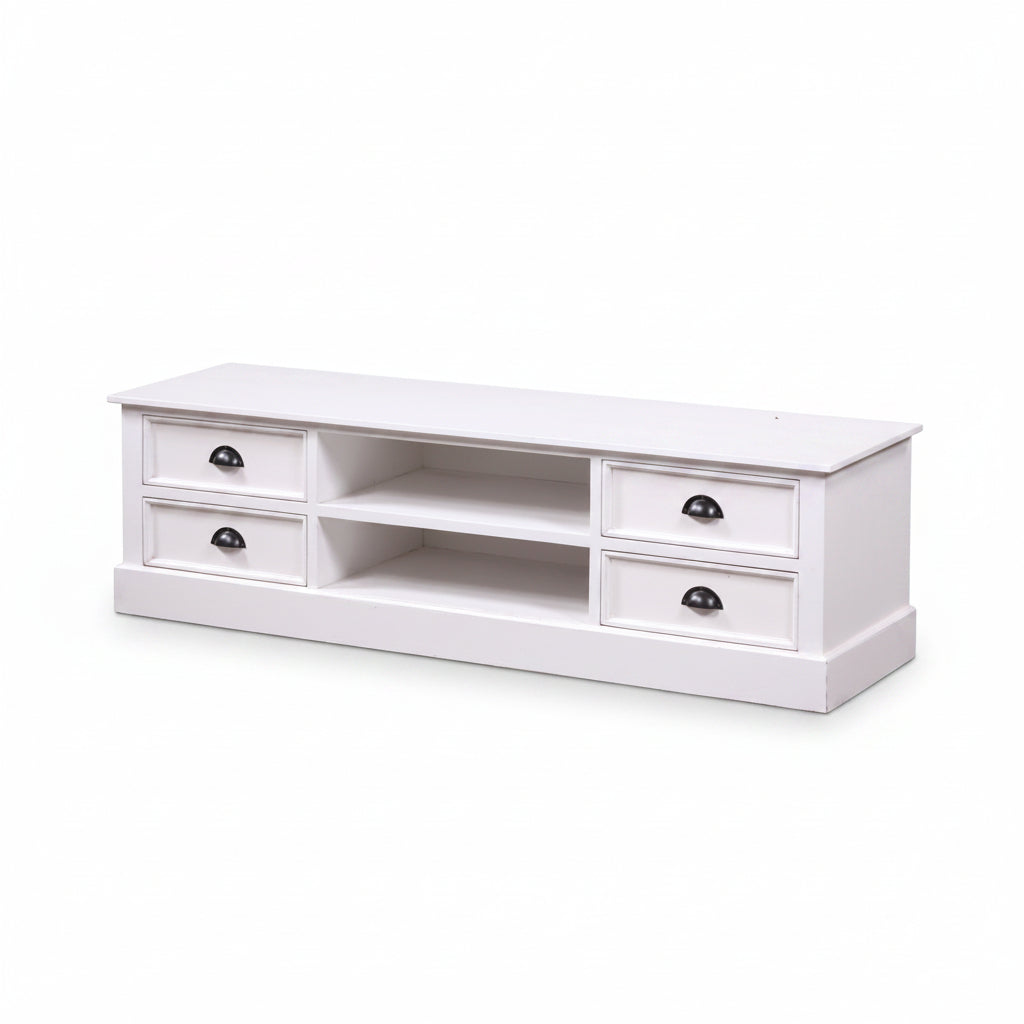 Bradtree Mahogany Timber 4-Drawer TV/Entertainment Unit in Solid White 180cm