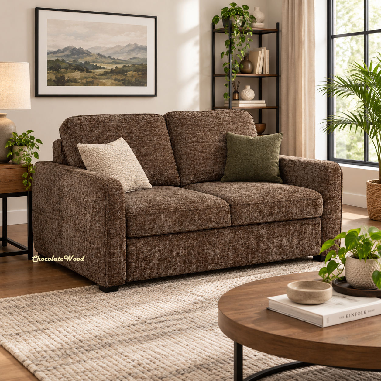 Amberli Fabric 2-Seater Sofa/Pull-Out Sofa Bed Truffle colour - MyChocolateWood