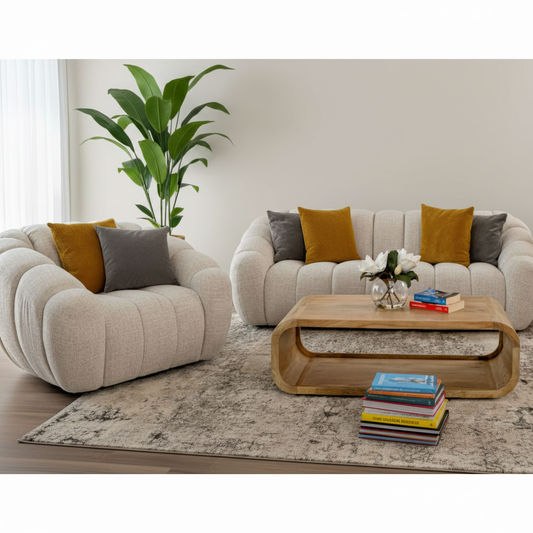 Brielle Fabric 3-Seater Sofa in Beige