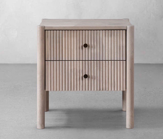 LANDRA HANDCRAFTED RUBBERWOOD 2-DRAWER BEDSIDE TABLE/NIGHTSTAND - MyChocolateWood