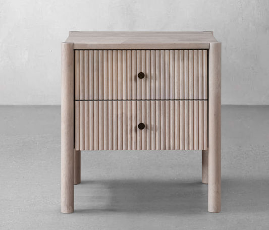 LANDRA HANDCRAFTED RUBBERWOOD 2-DRAWER BEDSIDE TABLE/NIGHTSTAND - MyChocolateWood