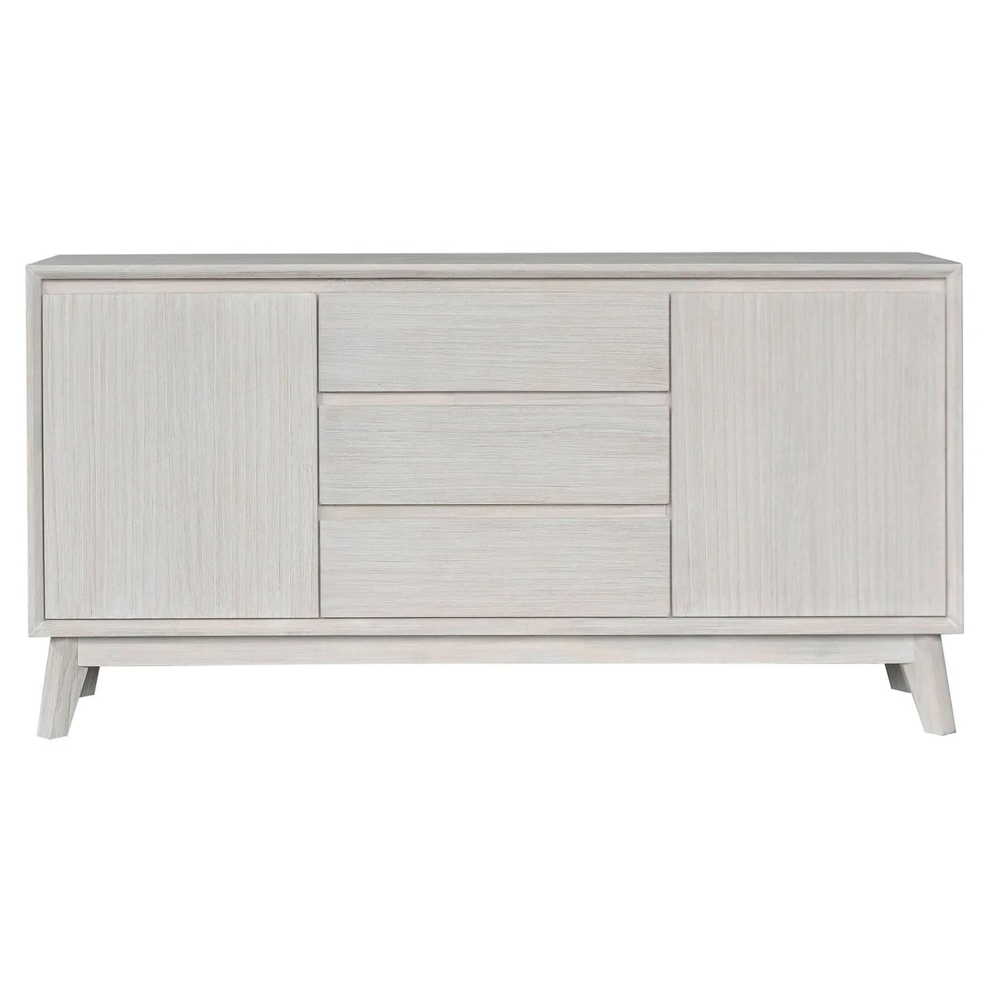 HALIFAX SOLID ACACIA TIMBER BUFFET TWO DOORS 3 DRAWERS IN BRUSHED WHITE