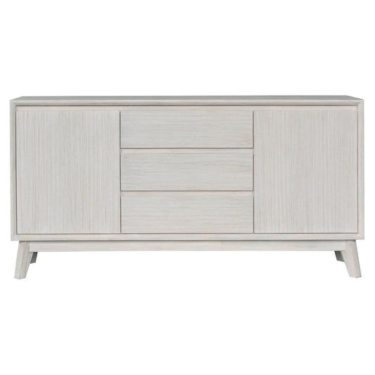 Halifax Solid Acacia 2-Door 3-Drawer Buffet / Sideboard in Brushed White