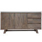 ROSALI white concrete and acacia wood buffet sideboard with 3 drawers and 2 doors from MyChocolateWood, showing the modern furniture design