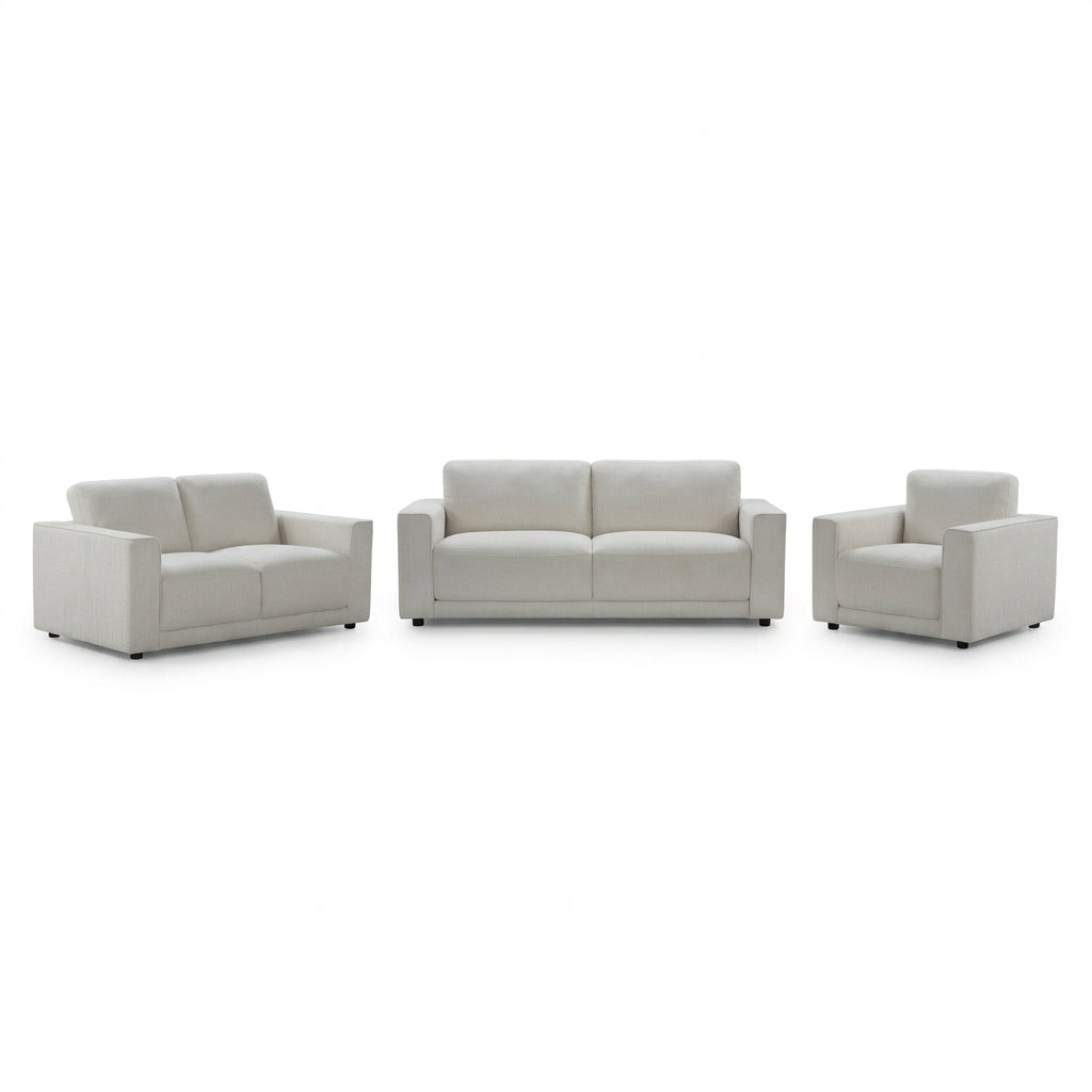 Yanni Fabric 3 Piece Lounge Suite:1 x 3-Seater Sofa, 1 x 2-Seater Sofa  + 1 x Armchair - Sand Colour