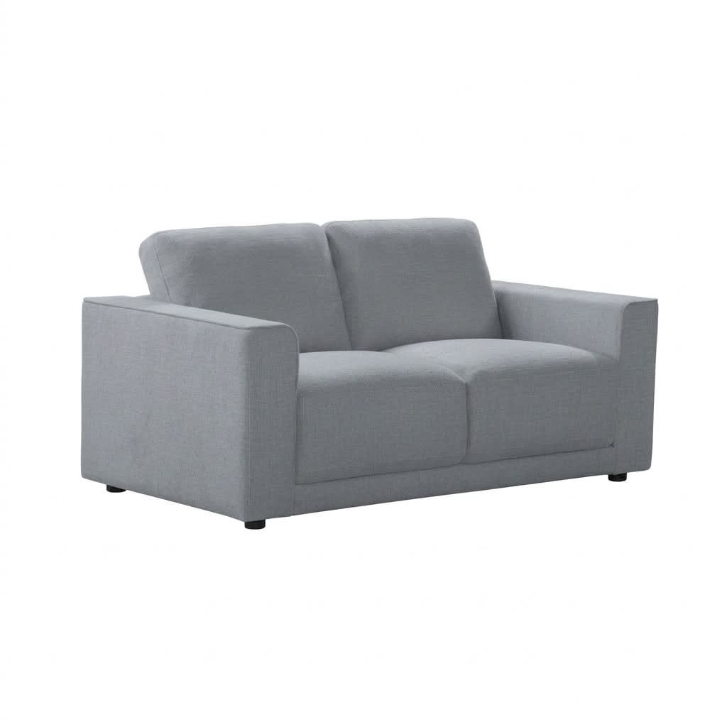 Yanni Fabric 3 Piece Lounge Suite:1 x 3-Seater Sofa, 1 x 2-Seater Sofa  + 1 x Armchair - Steel Colour - Chocolate Wood