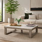 Herrington Oak Coffee Table in Greyish-Brown Wood Tone with Natural Marble Table Top