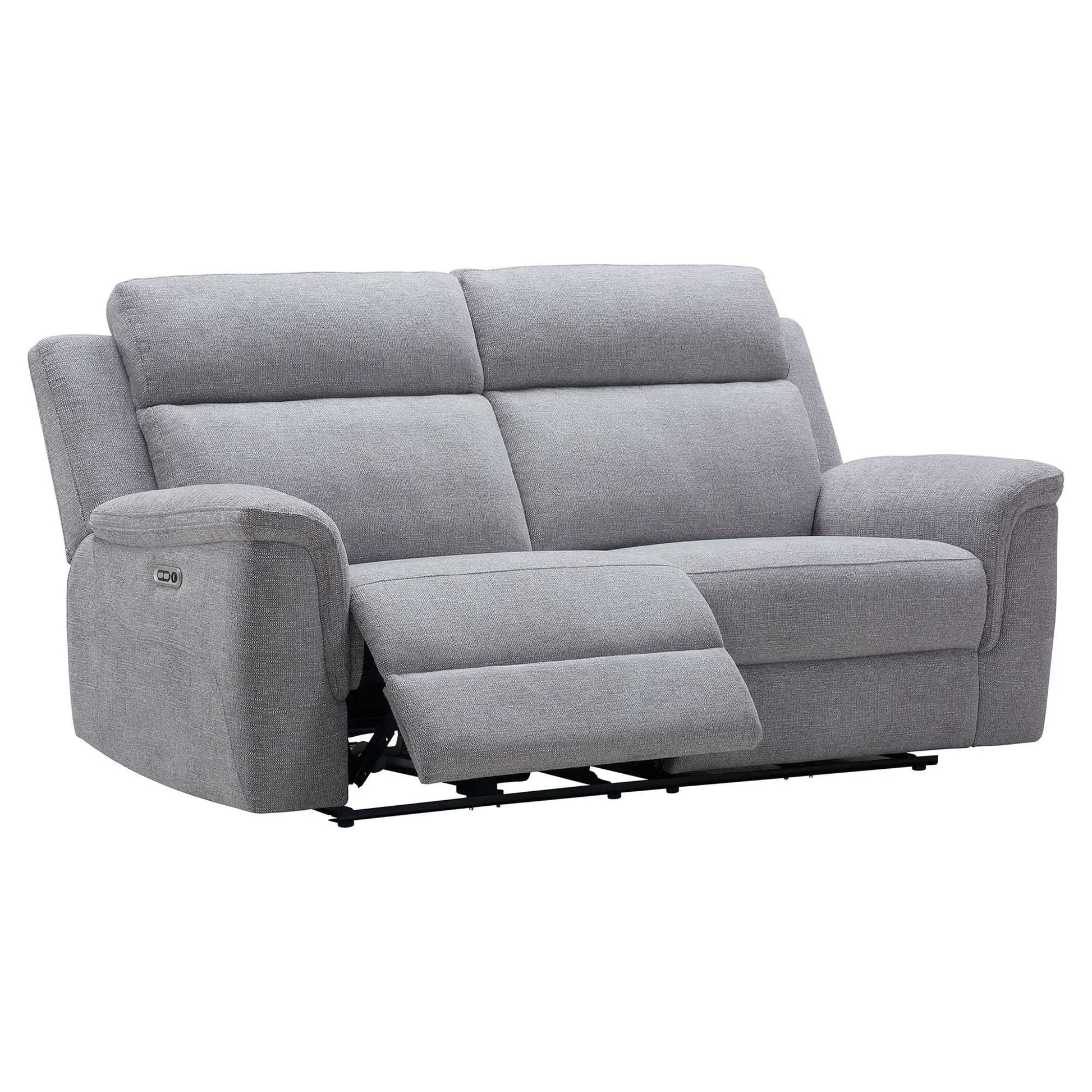 Camrose Fabric 2-Seater Electric Recliner Sofa Flax - Chocolate Wood