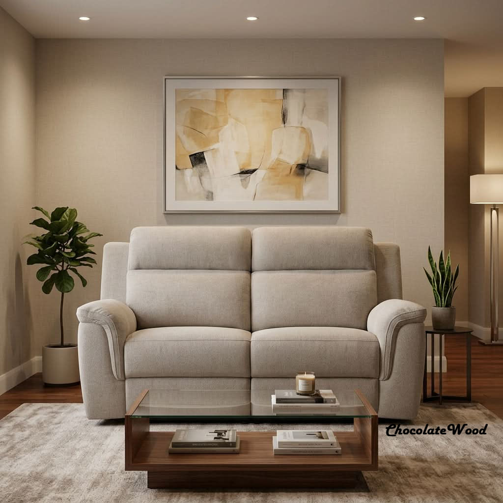 Camrose Fabric 2-Seater Electric Recliner Sofa Pebble