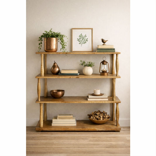 LUPIN MINDI WOOD RUSTIC BOOKCASE/DISPLAY SHELF NATURAL 150CM - MyChocolateWood
