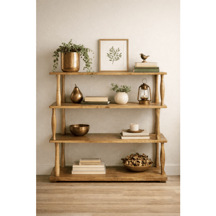 LUPIN MINDI WOOD RUSTIC BOOKCASE/DISPLAY SHELF NATURAL 150CM - MyChocolateWood