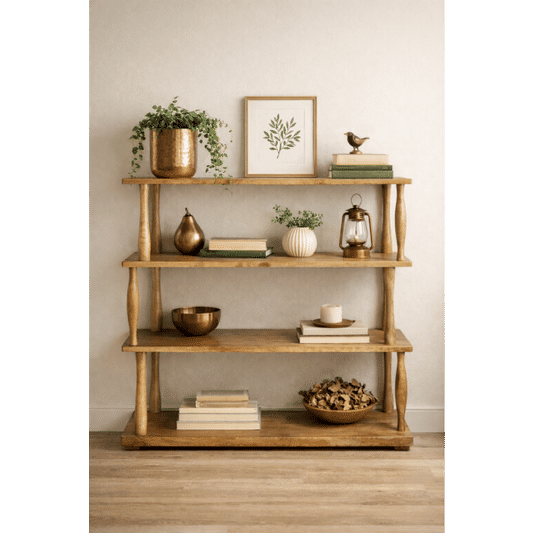 LUPIN MINDI WOOD RUSTIC BOOKCASE/DISPLAY SHELF NATURAL 150CM - MyChocolateWood